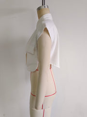 Jeans-Weste mit Doppeltaschen-Dekor