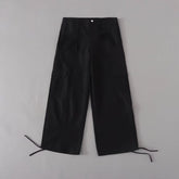 Pantalon de travail rétro décontracté avec cordon de serrage, taille haute, ample, jambes larges