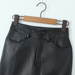 Pantalon en similicuir noir Pantalon High Street Pantalon droit bootcut à fermeture éclair