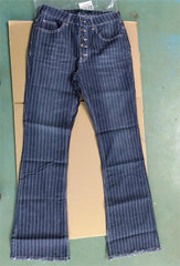 Mid Waist Stripes Bell Bottom Pants Jeans