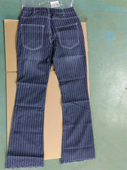 Mid Waist Stripes Bell Bottom Pants Jeans