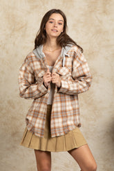 Hooded Large Pocket Plaid Shacket