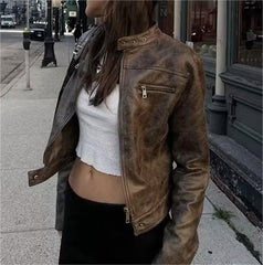 Veste à col montant en daim