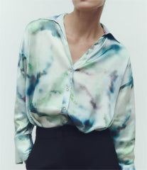 Fall Tie Dye Printing Loose Shirt