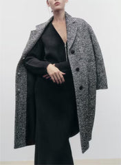 Elegant Intellectual Solid Color Coat Fall Lapels Loose Top Pocket Decoration Coat