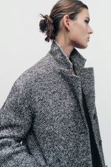 Elegant Intellectual Solid Color Coat Fall Lapels Loose Top Pocket Decoration Coat