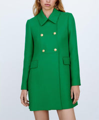 Manteau pardessus slim à double rangée de col ornementé français