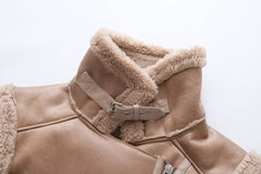 Veste décontractée ample en fausse peau de mouton, gilet chaud sans manches