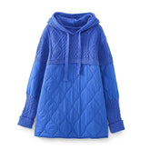 Patchwork Strick Hoodie Baumwollmantel