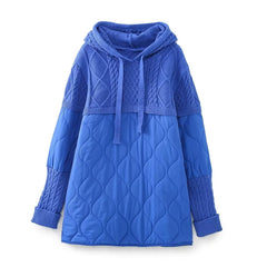 Patchwork Strick Hoodie Baumwollmantel