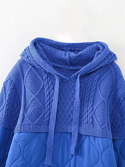 Patchwork Strick Hoodie Baumwollmantel