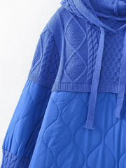 Patchwork Strick Hoodie Baumwollmantel