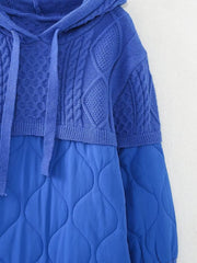 Patchwork Strick Hoodie Baumwollmantel