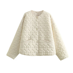 Herzförmige Polo-Linie Baumwolljacke Mantel Lässig Alle Spiel Süß Bequem Abnehmen