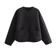 Herzförmige Polo-Linie Baumwolljacke Mantel Lässig Alle Spiel Süß Bequem Abnehmen