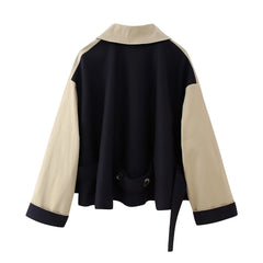 Persönlichkeit Gemischt Patchwork Trenchcoat Mantel Lose Crop Top