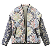 Faux Two Pieces Pattern Print Cotton Padded Jacket Coat