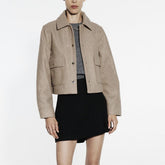 Manteau en laine à revers rétro coréen, décoration de poche, haut ample, décontracté et impeccable