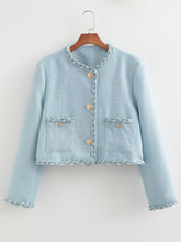 Manteau en tweed élégant avec ruban tridimensionnel et veste Chanel