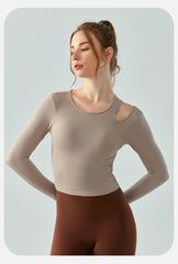 Yoga Langarm mit Brustpolster Wild Fitness Top Slim Slimming Sport Top