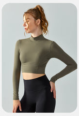 StCollar Workout-Langarmshirt mit Brustpolster, Sport-Top, Taillenformung, ausgehöhlter Ausschnitt, Beauty-Rücken, langärmliges Yoga-Kleid