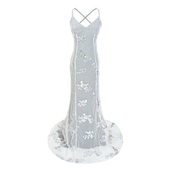 Wedding Sequin Gauze Slim-Fit Trailing Backlessmal Dress