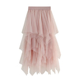 Super Fairy Slimming Bud Unregelmäßiger asymmetrischer Netzrock mit hoher Taille