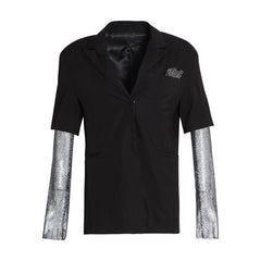 British Elegant Bead Mesh Stitching Long Sleeve Small Blazer