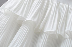 Chiffon Skirt Sweet Anti Exposure Tiered Dress Casual All Matching Elastic WaistbFairy Pleated Skirt