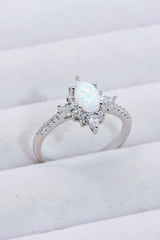 Platinum-Plated Opal Zircon Ring