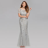 Bankett-Gastgeber-Abendkleid mit schmalem Netz-Ausschnitt und Fischschwanz-Kleid