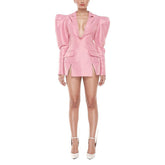 Robe à col en V et manches bouffantes larges