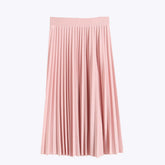 Jupe en mousseline de soie mi-longue plissée, taille haute, élastique, amincissante, ample
