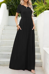 Robe longue à col rond et poches
