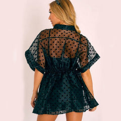 See through Organza Blouse Lining Two Piece Sling Casual Dress Two Piece Set