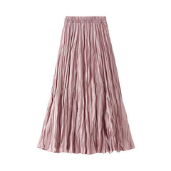Pleated Pleated Skirt Skirt A Line Mid Length Sweater Skirt Wrinkle Skirt