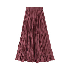 Pleated Pleated Skirt Skirt A Line Mid Length Sweater Skirt Wrinkle Skirt