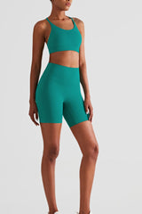 Short cycliste taille haute élastique