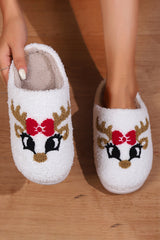 Chaussons blancs en peluche à motifs de dessins animés de Noël