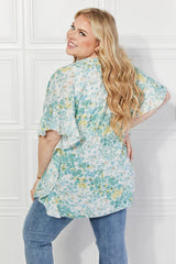 Kimono fleuri Justin Taylor Fields of Poppy en vert