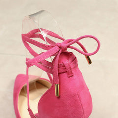 Women's Suede Pointed Toe Cross Strap Bow High