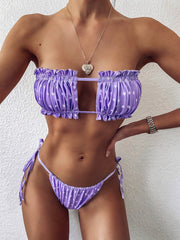 Swimsuit Pleated Hollow Out Cutout Bikini