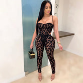 Anzug Mesh Zweiteiliges Set Nachtclub