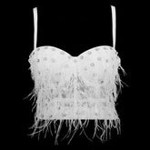 Camisole Performance Wear Socialite Exquisite Rhinestone Feather Tassel Outer Wear Inner Wear Tube Top