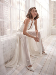 Deep V Plunge Plunge Halter Jumpsuit Casual Trousers