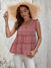 Bluse mit V-Ausschnitt und Rüschenbesatz
