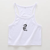 Dragon Totem Print Bare Cropped Slim Fit Short Camisole Undershirt