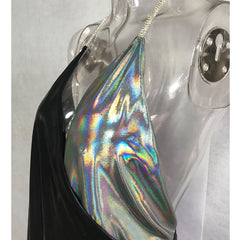 Débardeur à bretelles plongeantes et décolleté plongeant en V avec strass et patchwork de couleurs contrastées