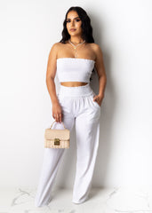 Pleating Tube Top Two Piece Work Pant Vacation