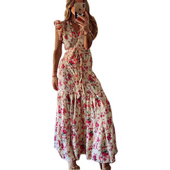 Print Lace-up Dress